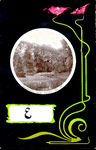 1166 PBKR5457 Schmuckkarte Jugendstil knuppelbrug naar het Vogeleiland in park Het Engelse Werk, ca. 1900, 1900-00-00