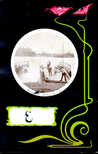 1170 PBKR5461 Schmuckkarte Jugendstil Katerveer veerboot over de IJssel, bij de Katerveerdijk, 1900., 1900-00-00
