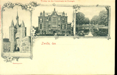 1548 PBKR4942 Combinatiekaart van Zwolle met de Sassenpoort, het gouverneurshuis (1892-1985) en de stadsgracht., 1892-00-00