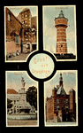 1611 PBKR5541 4 afbeeldingen van Deventer: Muntengang, Watertoren, Fontein, De Waag., 1910-00-00