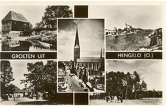 1811 PBKR5561 5 afbeeldingen van Hengelo, 1946: watermolen, kerk, weiland, kanaal,, 1946-00-00