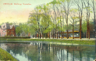 2336 PBKR3938 Einde Veerallee ca. 1911 met links villa Spoolderenk, rechts uitspanning Halfweg (gebouwd 1880, vanaf ...