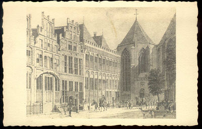 2528 PBKR3414 Sassenstraat 2, het stadhuis en rechts het koor van de Grote Kerk. Het stadhuis werd gebouwd midden 15e ...