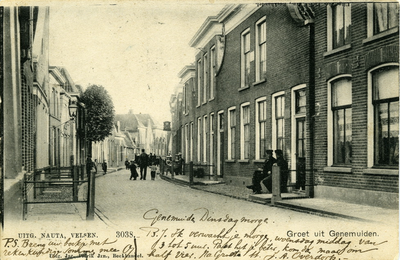 3312 PBKR5821 Straat in Genemuiden, waarschijnlijk de Langestraat. De kaart is in 1906 afgestempeld, 00-00-1900 - 00-00-1906