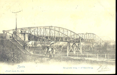 3382 PBKR3548 Gezicht op de Hoge Spoorbrug met stoomtreinen, ca. 1900., 1900-00-00
