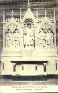3829 PBKR0188 Assendorperstraat 27: Interieur Dominicanenkerk, ca. 1915-1920: altaar Petrus van Verona., 1915-00-00
