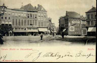 3884 PBKR1316 De Grote Markt met rails van de paardentram. Tot 1919 kwam de tram door de Diezerstraat. Van links naar ...