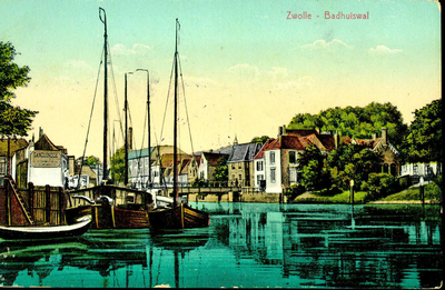 4032 PBKR0211 Stadsgracht met Diezerpoortenbrug (draaibrug 1870-1939) en rechts Badhuiswal, ca. 1905-1910., 00-00-1905 ...