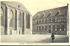 4060 PBKR0239 Bethehems Kerkplein, Bethlehem Kerk en Refter (Reventer) Handelsschool, Sassenstraat 35, ca. 1925.Het ...