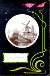 4089 PBKR0805 Schmuck-Karte, kaart met Jugendstil bloemmotief.Eekwal met molen De Herstelder (Eekwal 61) en de werf in ...