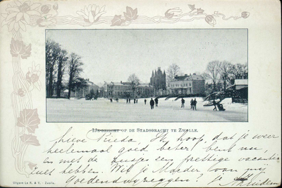 4215 PBKR3126 Winter en ijspret op de stadsgracht Wilhelminasingel ca. 1900 gezien vanaf het Groot Wezenland met een ...