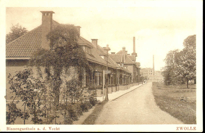 4256 PBKR0255 Vechtstraat, Nieuwe Binnengasthuis (40 bejaardenwoninkjes) , in gebruik genomen op 3 mei 1924. Op de ...
