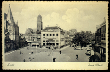 4314 PBKR1387 Grote Markt, 1933-1935 met rotonde met rechthoekige richtingsborden. Links Grote Kerk en ...