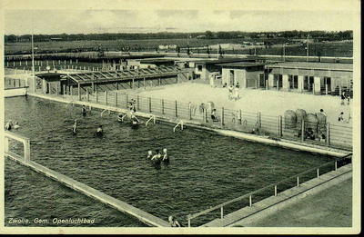 4477 PBKR0296 Openluchtbad (zwembad), ca. 1935. Ceintuurbaan/ eind Brederostraat: ontwerp stadsarchitect J.G. Wiebenga, ...