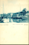 4659 PBKR0334 Thorbeckegracht ca. 1900, met schepen, gezien naar de Buitenkant, links Vispoortenbrug, op de achtergrond ...