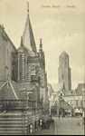 5093 PBKR1552 Grote Markt met zicht op de Luttekestraat en de Peperbus, ca. 1920-1924. Links: de Grote Kerk met ...