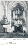 5626 PBKR1656 Grote Kerk, interieur 1906. Kerkbanken, preekstoel, kroonluchter met zicht op het orgel., 1905-00-00