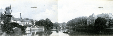 589 PBKR6522 : Panoramafoto in drie delen van de stadsgracht ( op de kaart foutief vermeld als Willemsvaart) met de ...