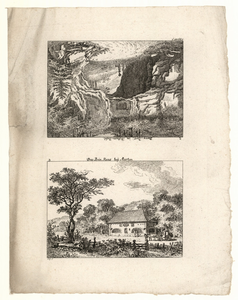 1100 -TP000964 Twee afbeeldingen op een vel voor kalenderillustratie. Afbeelding 1: Het Beinhaus bij Murten. Afbeelding ...