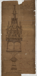 260 -TP001107 Inkttekening van een monstrans die gebruikt werd in de Onze Lieve Vrouwenkerk. In de beschrijving van ...