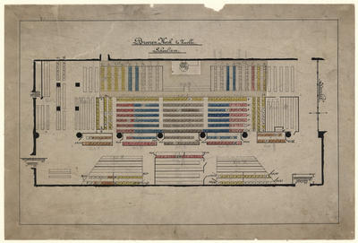 462 -TP000638 Plattegrond van de zitplaatsen in de Broerenkerk te Zwolle, 1900