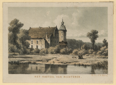 557 -TP000706 Afbeelding van het kasteel van Rechteren, aan de Vecht tussen Dalfsen en Vilsteren., 1850