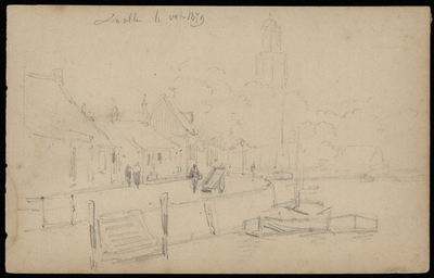 558 -TP000707 Schets van Zwolle, met gezicht op de Friese Wal met de Peperbus op de achtergrond., 1879-10-06