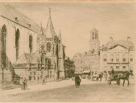 851 -TP000288 Grote Markt met Grote Kerk, Hoofdwacht en Harmonie, op de achtergrond de Peperbus, de toren van de ...