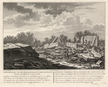 852 -TP000289 Verwoesting 1788 van de begraafplaats Joan Derk van der Capellen tot den Pol (1741-1784). Rechts in het ...