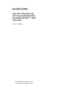 Archieven Nl 7 Huis Oudegein En Heerlijkheid T Gein Te