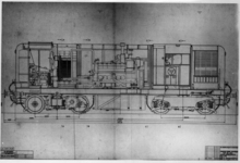 154308 Afbeelding van een materieeltekening (lengtedoorsnede) van een diesel-electrische locomotief uit de serie ...