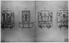 154309 Afbeelding van een materieeltekening (dwarsdoorsnedes) van een diesel-electrische locomotief uit de serie ...