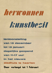 555-B Herwonnen Kunstbezit, Affiche houdende de aankondiging van een tentoonstelling van 13 december 1947 t/m 13 ...