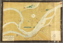 815 Zonder titel Kaart van de Rijn, vanaf Emmerik tot en met de afsplitsing van Waal en Oude Waal; kaart bestaande uit ...