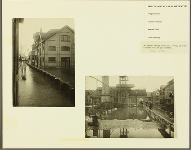 237 De overstroming van de IJssel op het terrein van de gasfabriek., 01-01-1920 - 31-01-1920