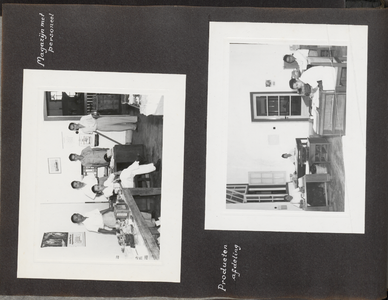 5098 -0015 Het magazijn met vijf magazijnmedewerkers in het gebouw van de hoofdadministratie van de NV LMOD, 31-10-1954 ...