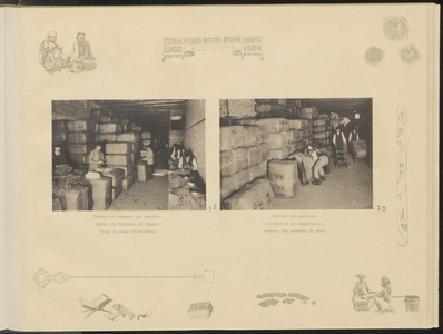 5100 -0078 Monsters tabak worden getrokken en gesorteerd in de tabakspakhuizen van de firma A. van Hoboken & Co, 1908 - 1909