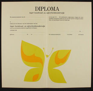 1014 Deventer - Diploma Nijverheidsschool voor MeisjesDiploma (onbeschreven) zoals dat werd uitgegeven aan leerlingen ...
