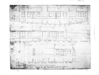11348 Bouwtekening: Schets tot elf woonhuisjes Achter de Muren No. 1: van de zeepziederij tot aan de trap achter het ...
