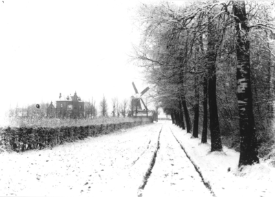 17842 Gemeentehuis en korenmolen te Riele., 1925-01-01