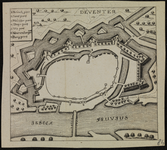 281 Deventer Plattegrond vesting Deventer. Namen poorten en issela fluvius, 1620-01-01