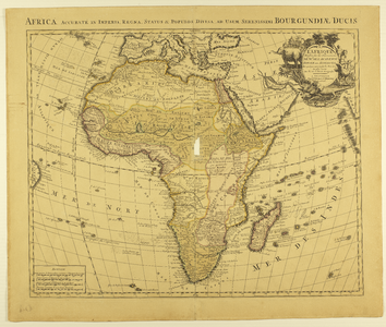 364 Africa accuraté in Imperia, Regna, Status & Populos Divisa, Ad Usum Serenissim Bourgundiae Ducis Kaart van Afrika. ...