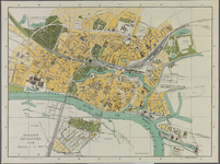 50 Gemeente Deventer Gedetailleerde stads plattegrond. Binnenstad met omliggende woonwijken (gekleurd), 1936-01-01