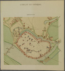 6 Utrecht en Overijssel - Deventer Stadsplattegrond met straten en gebouwen. Stadsplattegrond van Deventer en directe ...