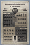17 Voorlichtingsaffiche in zwart en grijstinten met daarop afbeeldingen van versierselen van de Britse marine, leger, ...