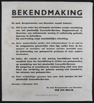 2 Letteraffiche uit Deventer van waarnemend Burgemeester Van der Molen, waarin het verbod wordt bekend gemaakt op het ...