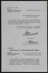 31 Brief (voorzijde en achterzijde) d.d. 30 maart 1942 van Burgemeester Wttewaal, namens de Secretaris Generaal van het ...
