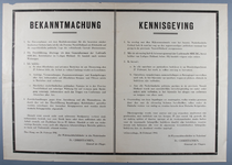 36 Letteraffiche in Duits en Nederlands met zwarte omranding, van de Weermachtbevelhebber Fr. Christiansen (Generaal ...