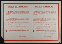 40 Letteraffiche in rode letters zowel in het Duits als het Nederlands, van de Gevolmachtigde van den Rijkscommissaris ...
