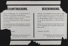 7 Letteraffiche in het Duits en Nederlands uit Zwolle waarin wegens kolengebrek een verbod op stroomverbruik wordt ...